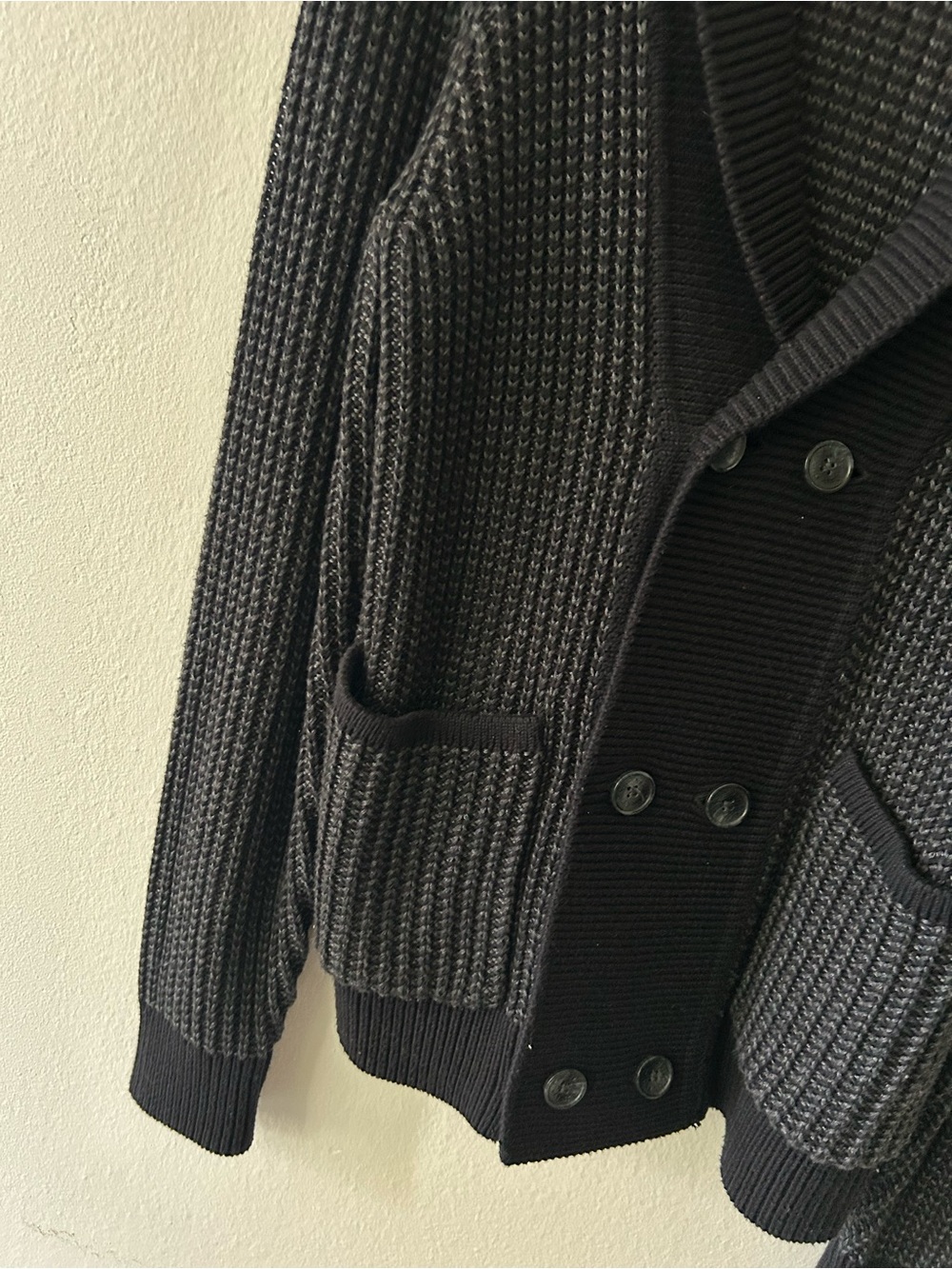 Calvin Klein Men’s Black Shawl Collar Knit Cardigan Sweater Black Grey Academia - Picture 2 of 6